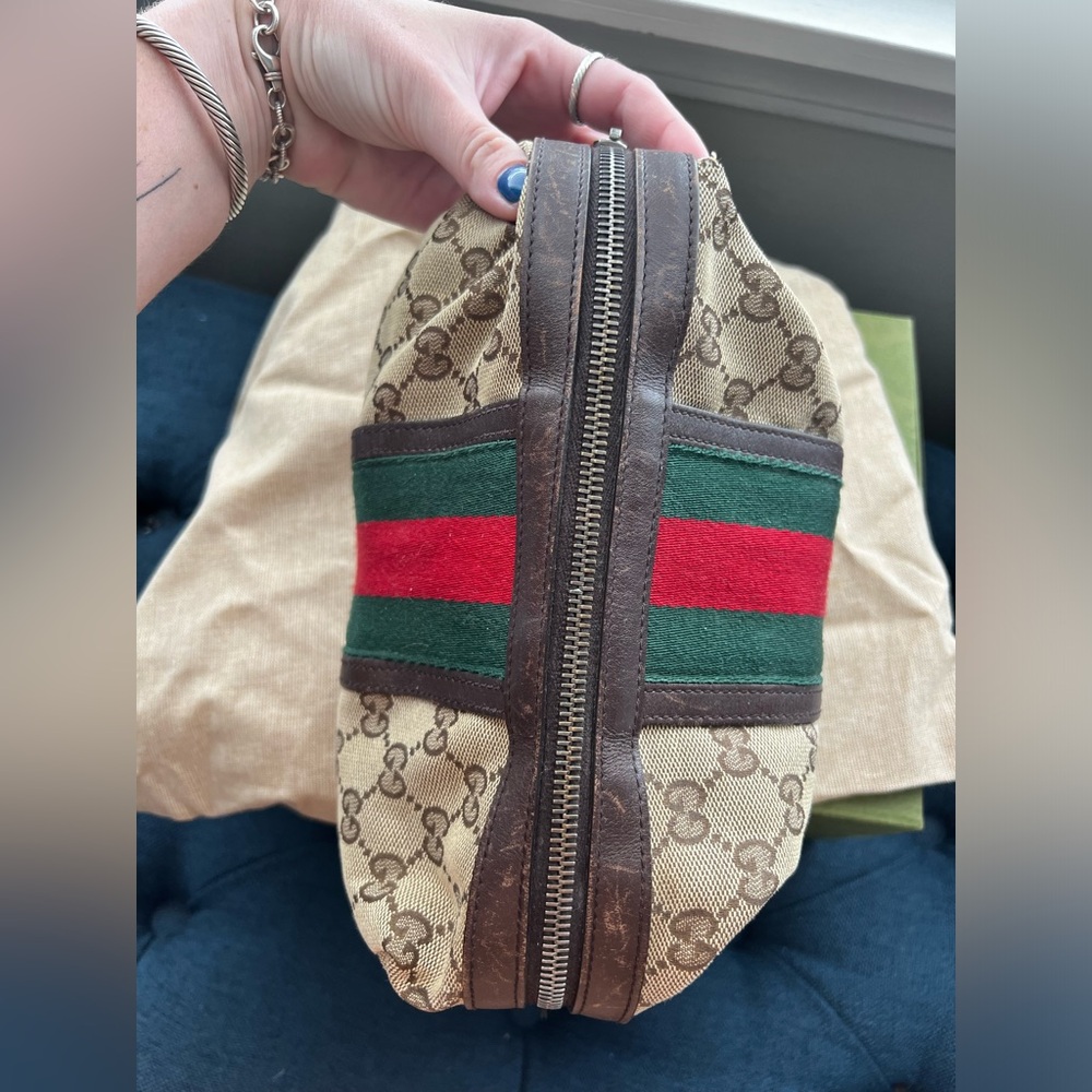Gucci Canvas Cosmetic Pouch Sherry Beige Mono